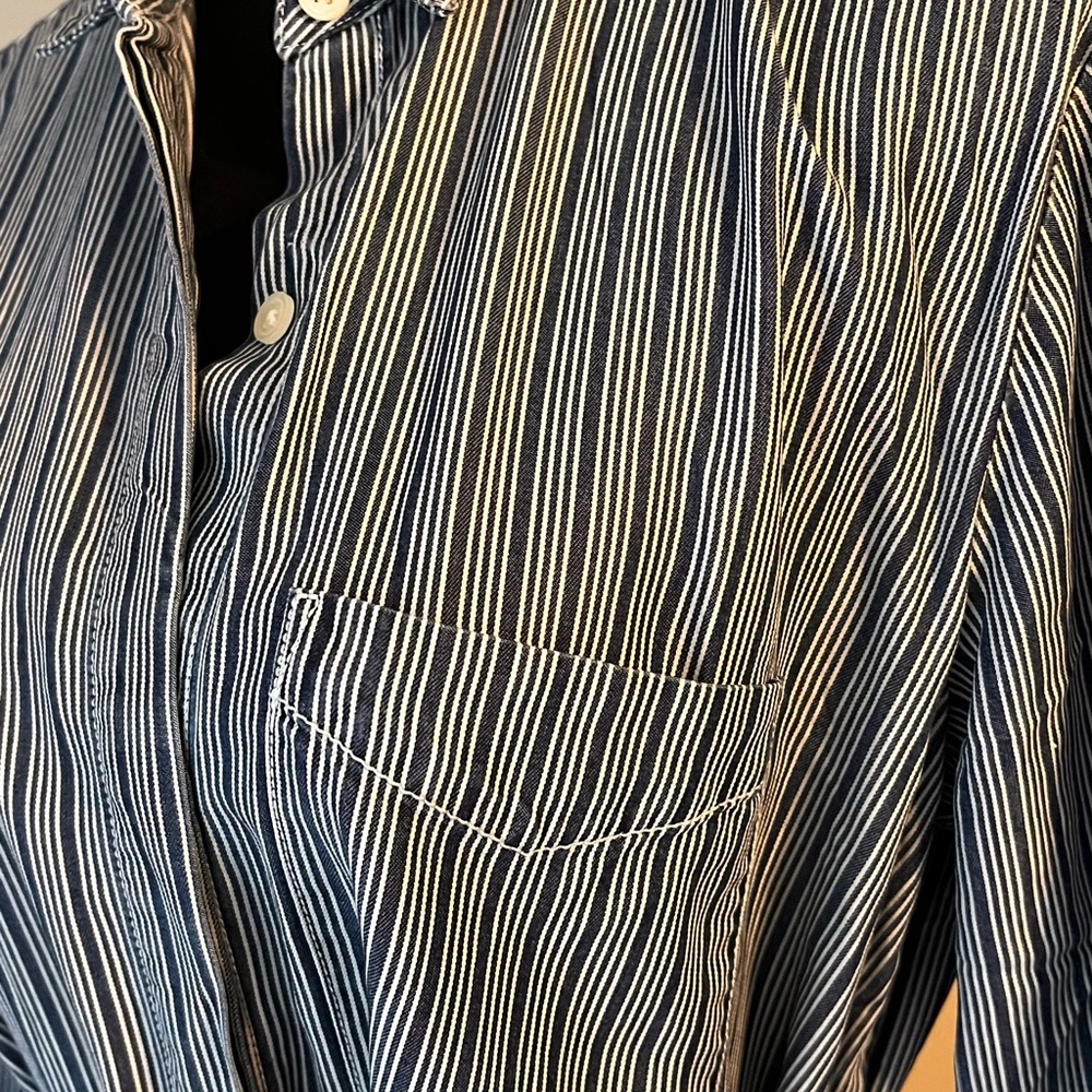 GAP Blue Striped Midi Dress with Belt - Picture 6 of 12